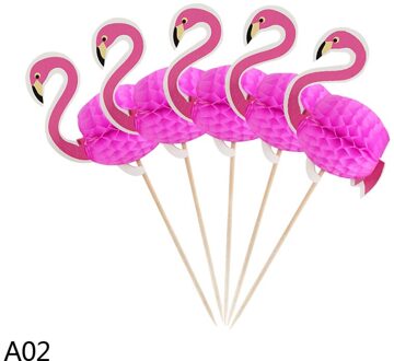 20Pcs Hawaii 3D Flamingo Ananas Cake Topper Baby Douche Hawaiian Beach Party Bruiloft Verjaardag Taart Decoratie A02