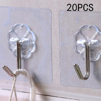 20PCS Hook Strong Transparent Suction Wall Sucker Hanger Waterproof Adhesive Heavy Load Rack Stainless Steel Hook cintre cabide