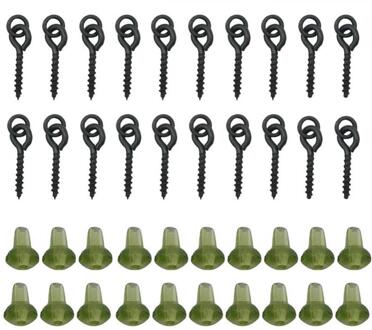 20Pcs Karper Rig Ring Stopt Met 20Pcs Boilie Bait Schroef Vissen Accessoires Kit Visgerei Dozen groen