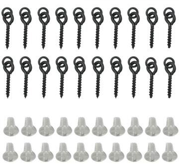 20Pcs Karper Rig Ring Stopt Met 20Pcs Boilie Bait Schroef Vissen Accessoires Kit Visgerei Dozen wit