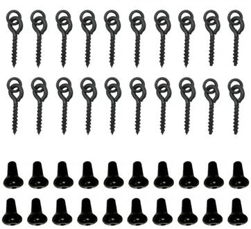 20Pcs Karper Rig Ring Stopt Met 20Pcs Boilie Bait Schroef Vissen Accessoires Kit Visgerei Dozen zwart