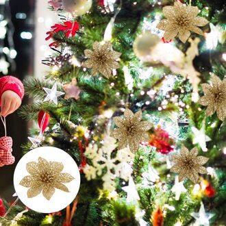 20Pcs Kerst Hollow Glitter Poinsettia Bloemen Krans Garland Boom Decoratie