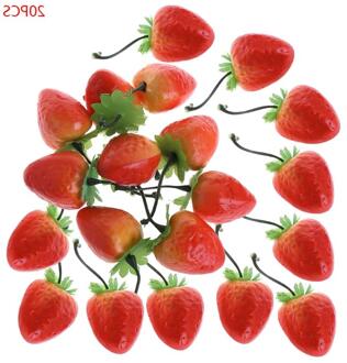 20Pcs Levensechte Simulatie Kunstmatige Aardbei Nep Fruit Thuis Party Decor T3EA