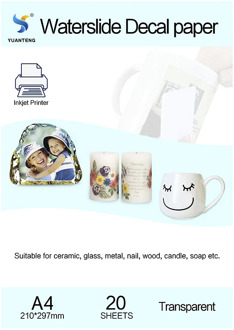 (20pcs/lot) A4 Size Inkjet Water Slide Decal Transfer Paper Transparent Printing Paper Clear Inkjet Waterslide Decal Paper Free
