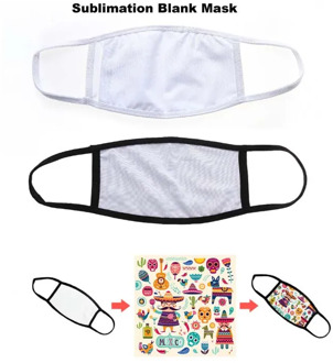 20pcs/lot Blank Sublimation Black Edge Face Mask Dust Prevention washable cotton Adults DIY Gifts Heat Transfer