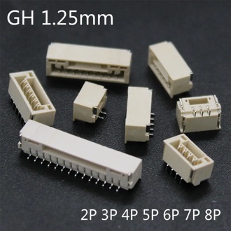 20PCS/LOT GH 1.25mm lying with lock connector SMT Horizontal 2P 3P 4P 5P 6P 8P JST A1257