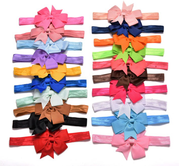 20pcs/lot Girl Hair Bow Headband DIY Grosgrain Ribbon Bow Elastic Hair Bands For Newborn Infant Toddler Hair Accessories