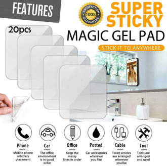 20pcs/lot Super Sticky Silicone Gel Pads Transparent Clear Anti-Slip Gel Pads Auto Gel Holders Durable Washable Cell Pad Hook up