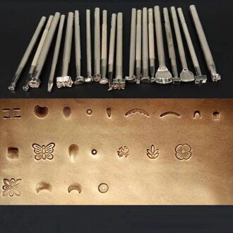 20Pcs Metal Carving Lederen Werken Zadel Stempelen Kits Lederen Printing Tools Leatherworking Saddle Maken Gereedschap