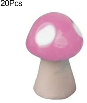 20Pcs Mini Kunstmatige Paddestoel Miniaturen Fee Tuin Ornament Hars Ambachten Roze