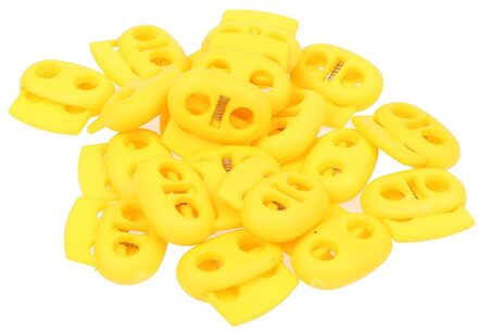 20Pcs Mixed Kleurrijke 5Mm Gat Plastic Stopper Cord Lock Bean Toggle Clip Kleding Schoenveter Sportkleding Cord Lanyard Accessoires geel