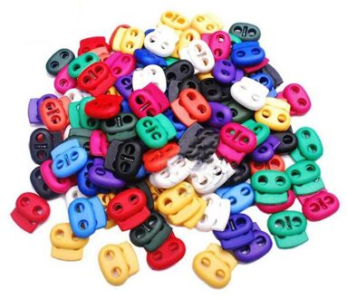 20Pcs Mixed Kleurrijke 5Mm Gat Plastic Stopper Cord Lock Bean Toggle Clip Kleding Schoenveter Sportkleding Cord Lanyard Accessoires mengen