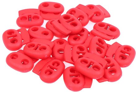20Pcs Mixed Kleurrijke 5Mm Gat Plastic Stopper Cord Lock Bean Toggle Clip Kleding Schoenveter Sportkleding Cord Lanyard Accessoires rood