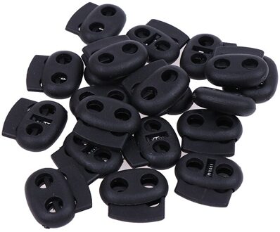 20Pcs Mixed Kleurrijke 5Mm Gat Plastic Stopper Cord Lock Bean Toggle Clip Kleding Schoenveter Sportkleding Cord Lanyard Accessoires zwart