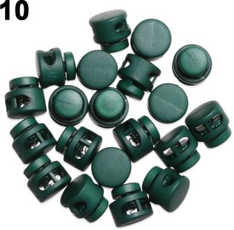 20Pcs Multi-Kleuren Plastic Stopper Cord Lock 6Mm Dubbele Gat Bean Toggle Clip Diy Kleding Schoenveter Sportkleding accessoires 10