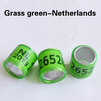 20Pcs Multicolor Duif Voetring Met Woord Oorbellen Duurzaam Vogel Voet Ring Vogel Gereedschap Accessoires Vogel Training Tool gras groen