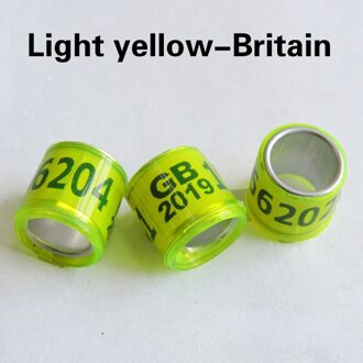 20Pcs Multicolor Duif Voetring Met Woord Oorbellen Duurzaam Vogel Voet Ring Vogel Gereedschap Accessoires Vogel Training Tool licht geel
