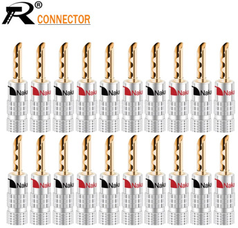 20PCS Nakamichi Banana plug 24K Gold Plated Copper BFA 4mm Banana connector Male Speaker plug