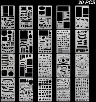 20Pcs Plastic Planner Voor Dagboek Journal Stencils Notebook Uitgeholde Tekening Sjabloon Craft Diy Kantoorbenodigdheden Plakboek Notepad