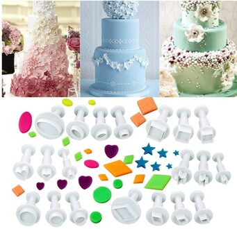 20Pcs Polymer Clay Cutter Mini Fondant Koekje Plunger Cutters Sugarcraft Cake Decorating Vierkante Hart Vorm Embossing Mold Gereedschap 20stk reeks