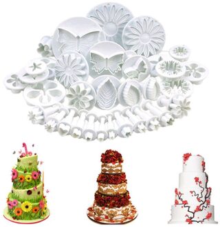 20Pcs Polymer Clay Cutter Mini Fondant Koekje Plunger Cutters Sugarcraft Cake Decorating Vierkante Hart Vorm Embossing Mold Gereedschap 33stk reeks