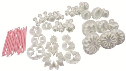 20Pcs Polymer Clay Cutter Mini Fondant Koekje Plunger Cutters Sugarcraft Cake Decorating Vierkante Hart Vorm Embossing Mold Gereedschap 47stk reeks