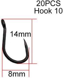 20Pcs Ptfe Coating Karper Vishaak High Carbon Staal Korte Gebogen Schacht Weerhaakloze Haak 6/8/10 Karpervissen accessoires Haken 20stk-Size 10