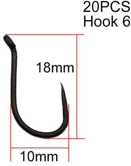 20Pcs Ptfe Coating Karper Vishaak High Carbon Staal Korte Gebogen Schacht Weerhaakloze Haak 6/8/10 Karpervissen accessoires Haken 20stk-Size 6