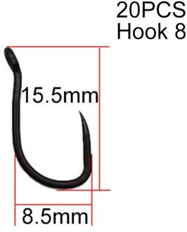 20Pcs Ptfe Coating Karper Vishaak High Carbon Staal Korte Gebogen Schacht Weerhaakloze Haak 6/8/10 Karpervissen accessoires Haken 20stk-Size 8