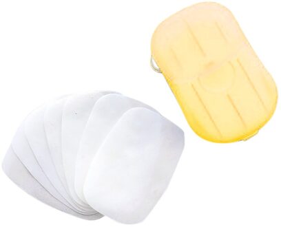 20Pcs Reizen Draagbare Wegwerp Boxed Zeep Papier Maken Schuimende Geurende Bad Wassen Handen Schoon Scented Slice Mini Zeep Papier geel