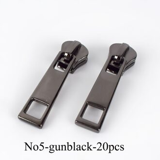 20Pcs Rits Sliders Voor No5 Hars/Metal/Nylon Ritsen Donsjack Pocket Ritsen Hoofd Tas Reparatie Kits diy Naaien Accessoires Gunblack-For Metal