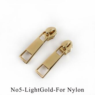 20Pcs Rits Sliders Voor No5 Hars/Metal/Nylon Ritsen Donsjack Pocket Ritsen Hoofd Tas Reparatie Kits diy Naaien Accessoires LightGold-For Nylon