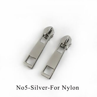 20Pcs Rits Sliders Voor No5 Hars/Metal/Nylon Ritsen Donsjack Pocket Ritsen Hoofd Tas Reparatie Kits diy Naaien Accessoires zilver-For Nylon