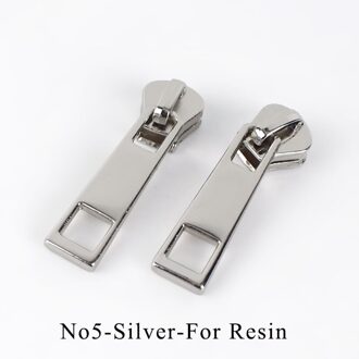 20Pcs Rits Sliders Voor No5 Hars/Metal/Nylon Ritsen Donsjack Pocket Ritsen Hoofd Tas Reparatie Kits diy Naaien Accessoires zilver-For Resin