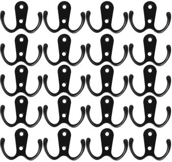 20Pcs Robe Haken Wandmontage Kapstokken Rustieke Hal Haken Hangers (Zwart)
