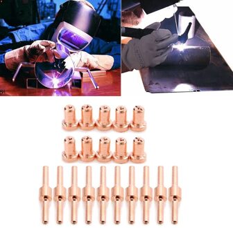 20Pcs Rood Koper Uitgebreide Lange Plasma Cutter Tip Elektroden & Nozzles Kit Mayitr Verbruiksartikelen Voor PT31