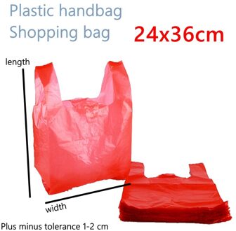 20Pcs Rood Shopping Plaats Materiaal Met Plastic Zak Vest Handig Handtas Voedsel Supermarkt Ma Jia Grote En Kleine Hongfu width24x36cm 20stk