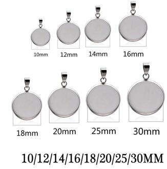 20Pcs Rvs Blanks Hanger Base Instellingen Cabochon Ronde 10/12/14/16/18/20/25/30Mm Bezel Trays Sieraden Maken Levert 16mm