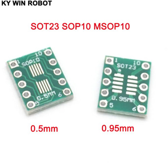 20pcs SOT23 SOP10 MSOP10 Umax SOP23 to DIP10 Pinboard SMD To DIP Adapter Plate 0.5mm/0.95mm to 2.54mm DIP Pin PCB Board Convert