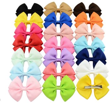 20PCS Strik Grosgrain Lint Haar Bows Met Clips Meisje Haar Banden Touw Kinderen Hoofdbanden Haar Clips Haaraccessoires
