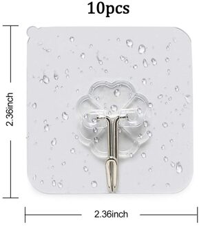 20Pcs Transparante Muur Haken Waterdichte Zelfklevende Haken Herbruikbare Naadloze Opknoping Haak Voor Keuken Kantoor 6Cm Breed 10 stk