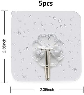 20Pcs Transparante Muur Haken Waterdichte Zelfklevende Haken Herbruikbare Naadloze Opknoping Haak Voor Keuken Kantoor 6Cm Breed 5 stk