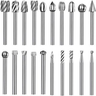 20Pcs Tungsten Carbide Rotary Burr Set 1/8 Inch Schacht Enkele Cut Diamond Bestand Rotary Tool Kit Voor Hout Metaal dremel Boor Bits
