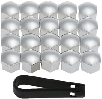 20Pcs Universal 17Mm Wielmoer Covers Lug Moer Caps Schroef Protector zilver