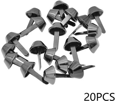 20Pcs Voet Nagels Emmers Hoofden Nail Brads Dubbele Voeten Studs Spike Kegel Handtas Handtas Doos Decoratieve Tack Diy Accessoires geweer zwart