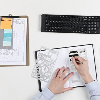 20Pcs Voor Dagboek Craft Planner Uitgeholde Scrapbook Plastic Notepad Tekening Template Art Journal Stencils Briefpapier Diy