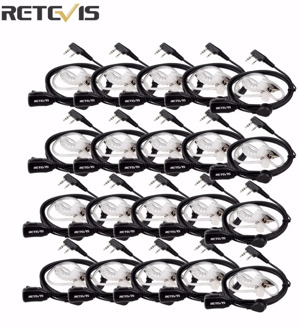 20pcs Walkie Talkie Retevis Accessories 2 Pin PTT Mic Headset Covert Acoustic Tube In-ear Earpiece For Kenwood For Baofeng C9003