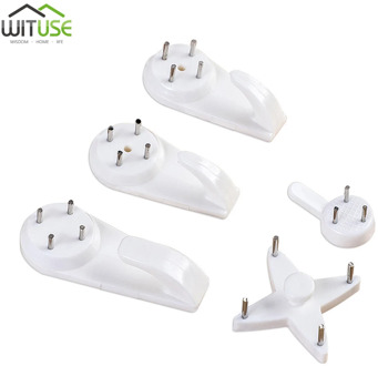 20PCS White Painting Photo Plastic Invisibl Nail Plastic Hanging Hanger Home Decor Wall Hooks Mount Photo Clock Picture Frame