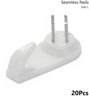 20Pcs Witte Muur Haken Mount Fotolijst Naadloze Nail Schilderen Foto Plastic Invisibl Nail Plastic Opknoping Hanger Home Decor 40x19x9mm 20stk