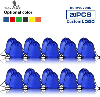 20pcs Zackpack Non-woven Drawstring Bags Promotional Sports Printed Backpack Custom Logo Travel Storage Bag wholesale women